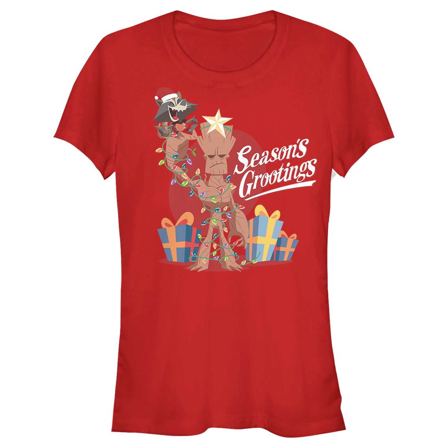 Junior's Marvel Seasons Grootings T-Shirt